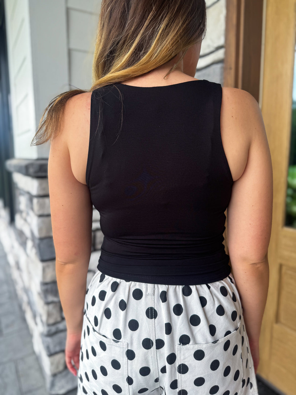 Haley Black Basic Round Neck Tank Top