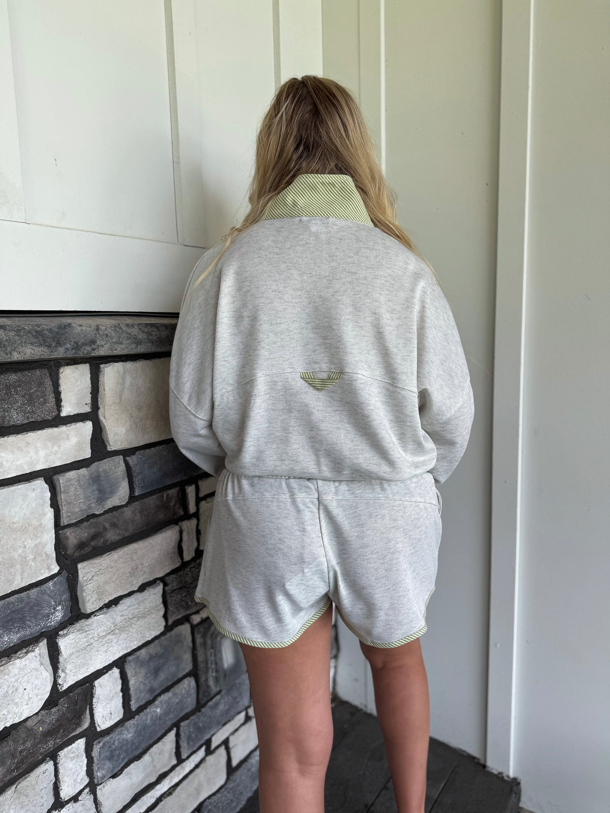 Vivian Light Gray Contrast Trim Athletic Matching Set