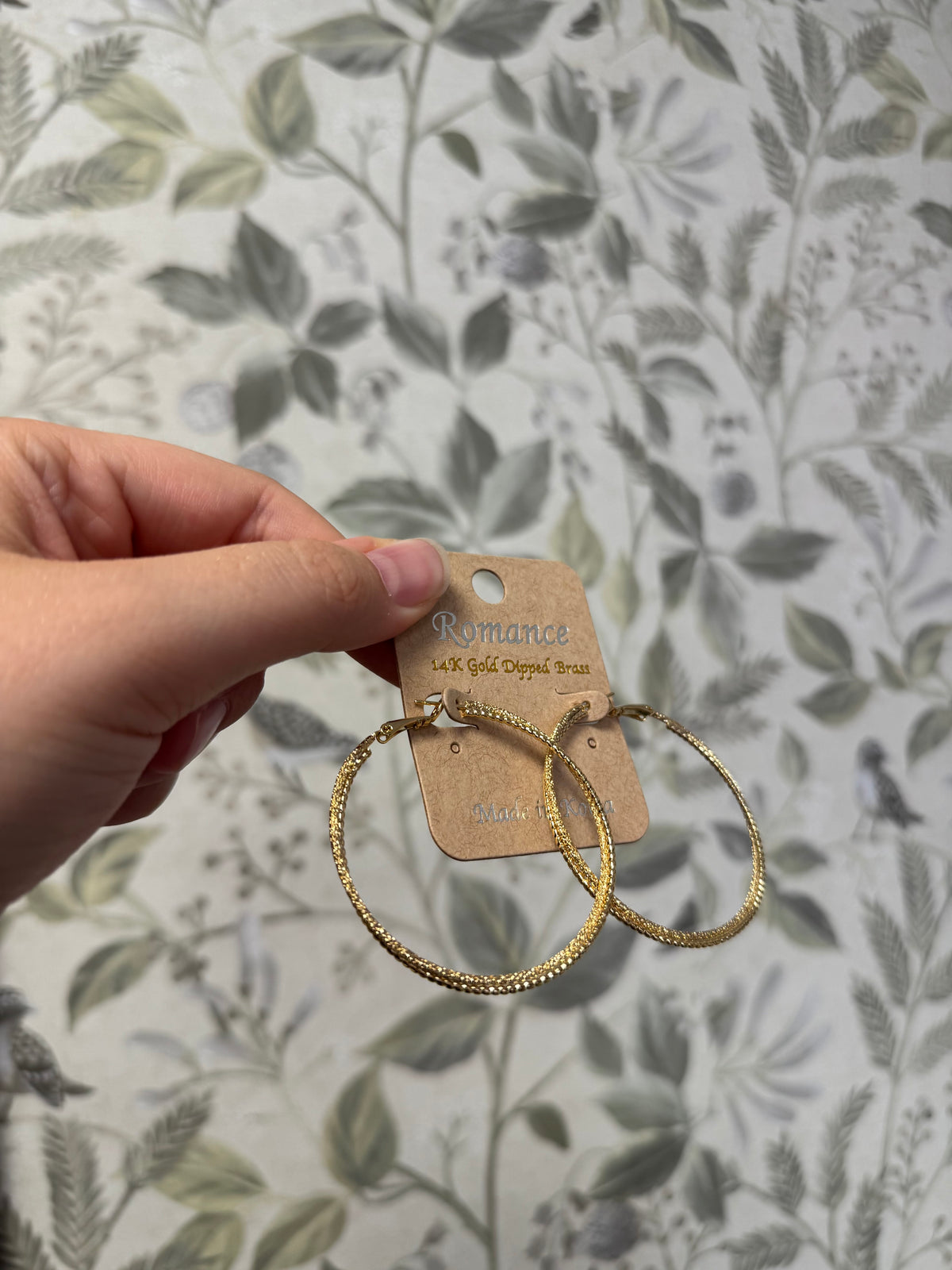 Large Textured Gold Double Hoop Earrings