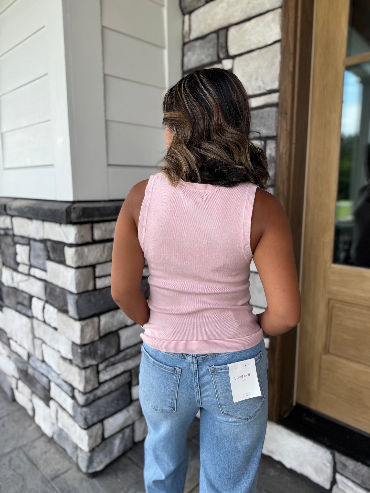 Eve Light Pink Sweater Tank Top