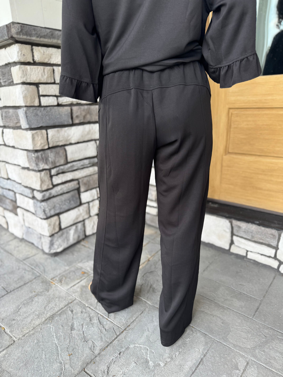 Zara Black Luxe Knit Matching Set W/ Ruffle Details
