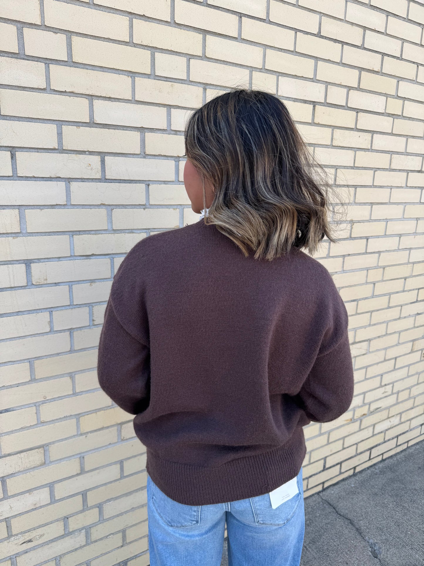 Nova Dark Brown Ruffle Detail Sweater