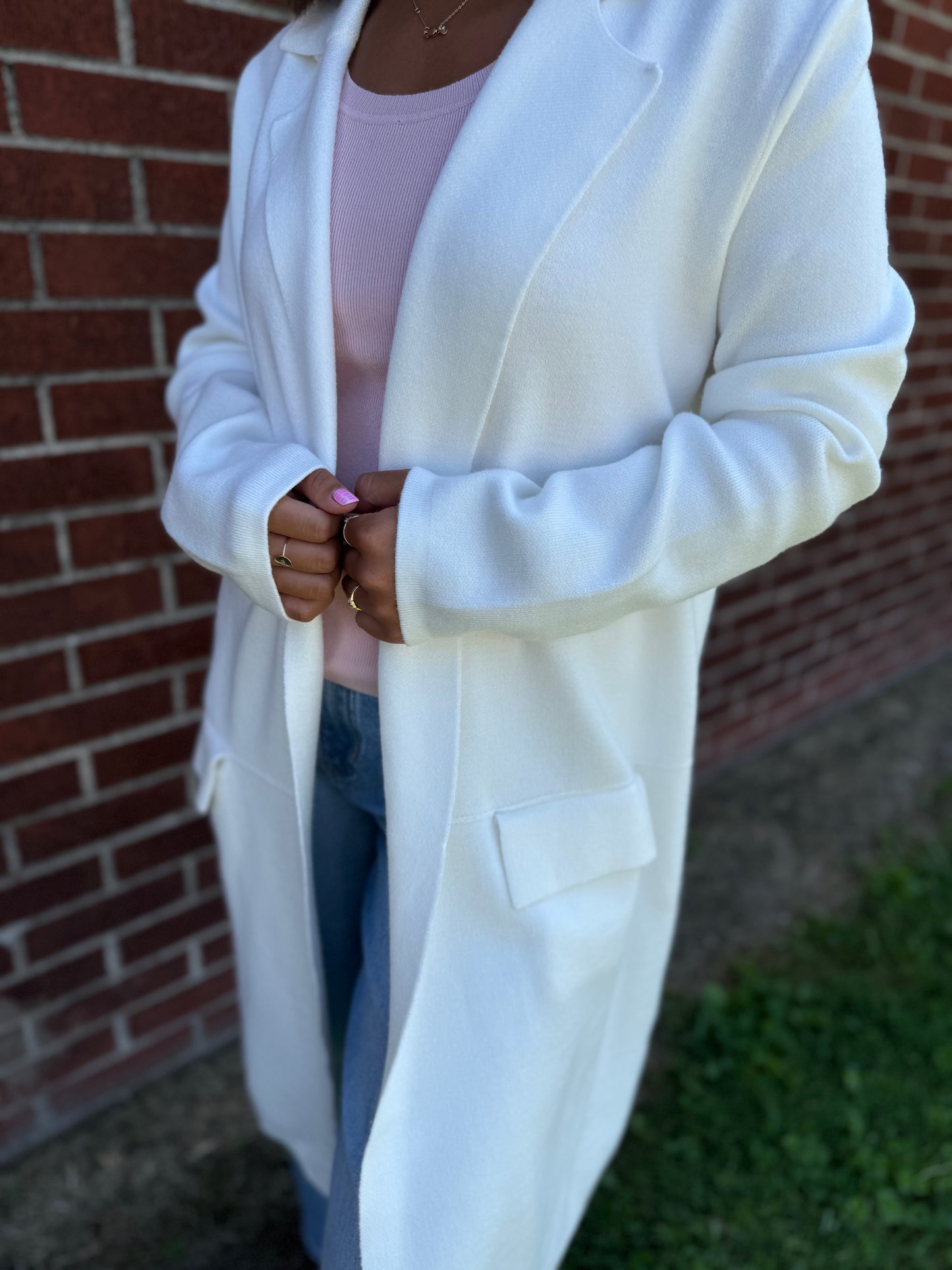 Patricia Cream Collared Duster Cardigan