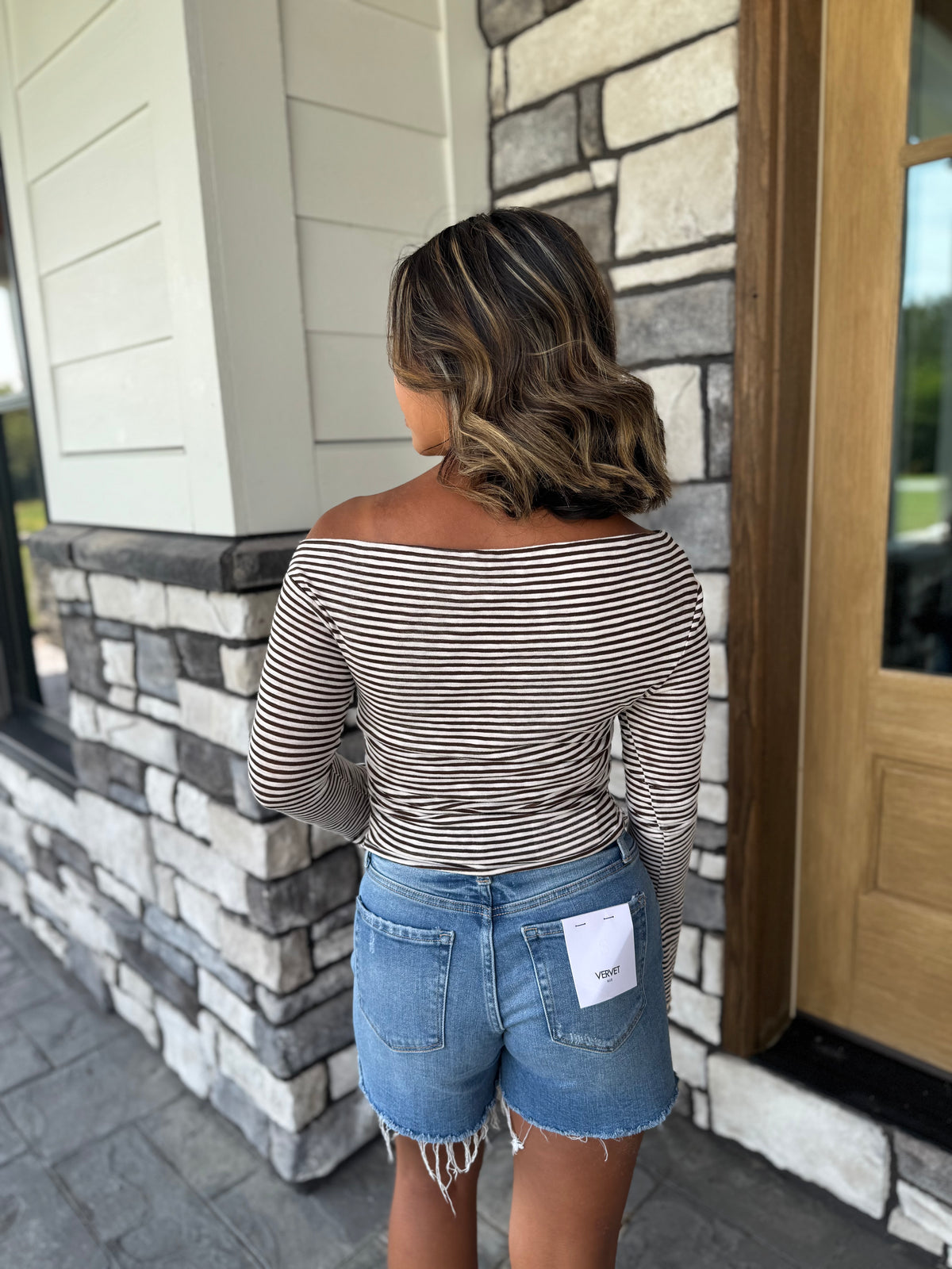 Mallory Asymmetrical Striped Long Sleeve Shirt