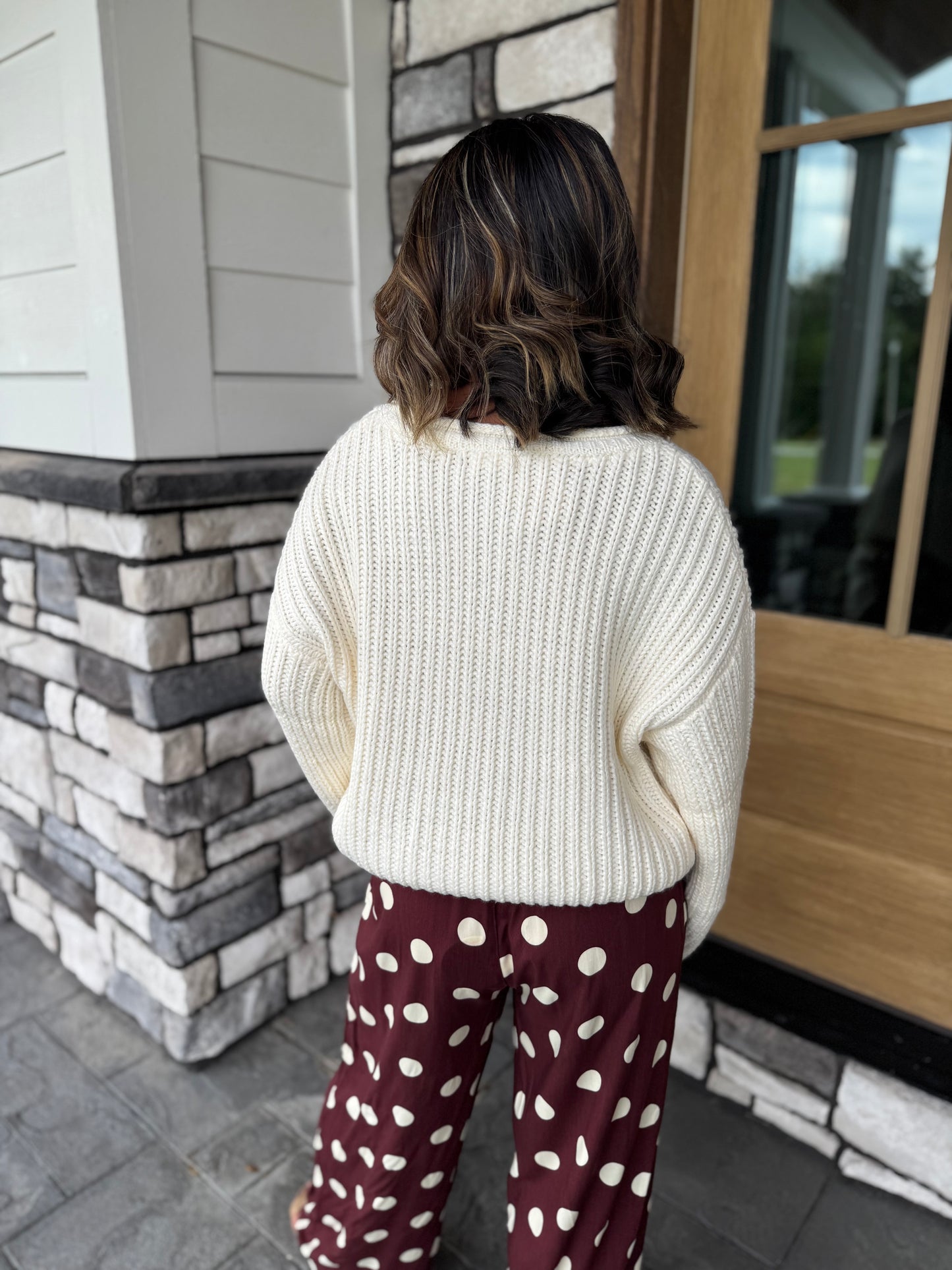 Margot Cream Chunky Knit Slight Cropped Sweater