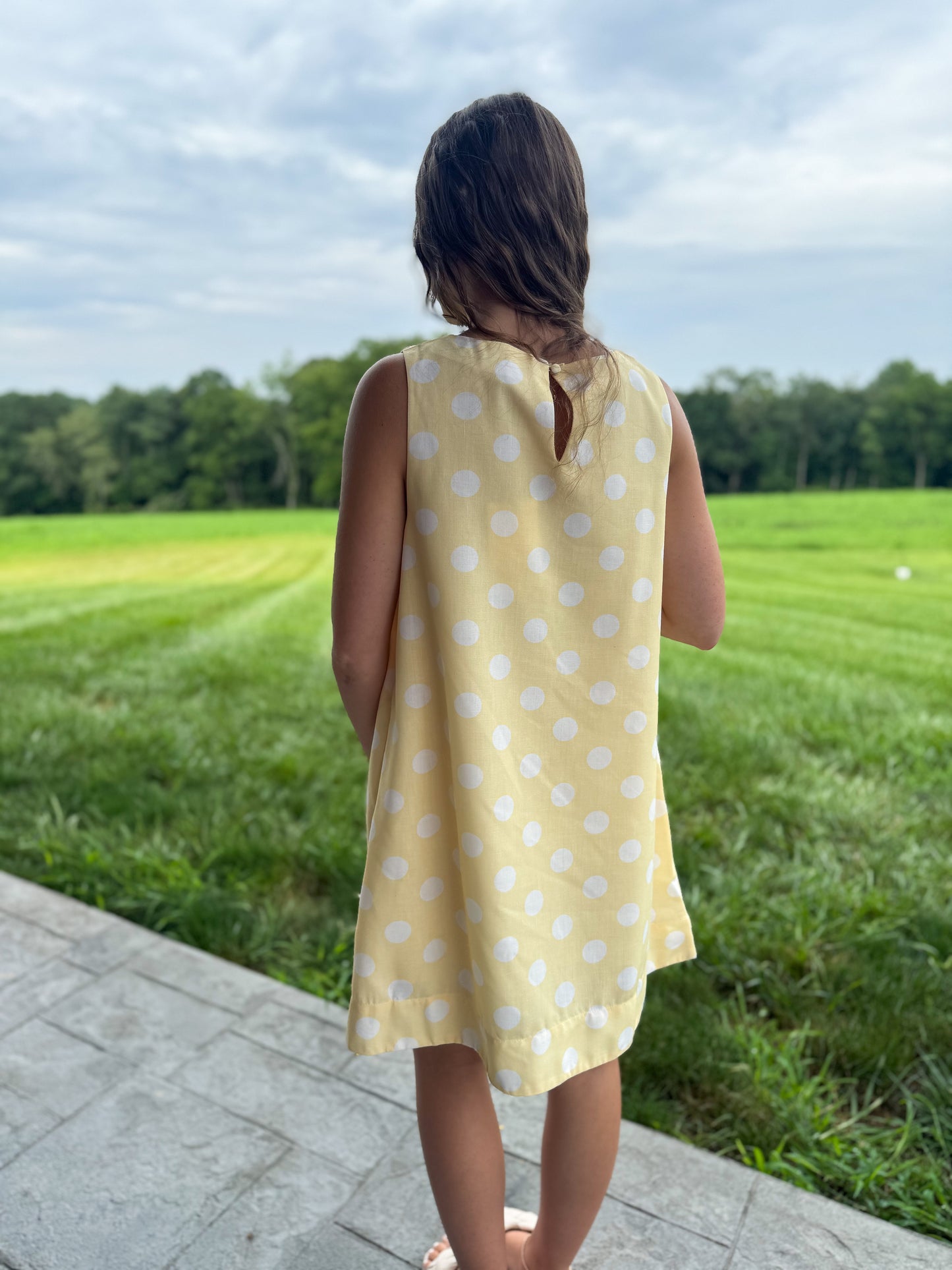 Jenna Pastel Yellow Polka Dot Shift Mini Dress