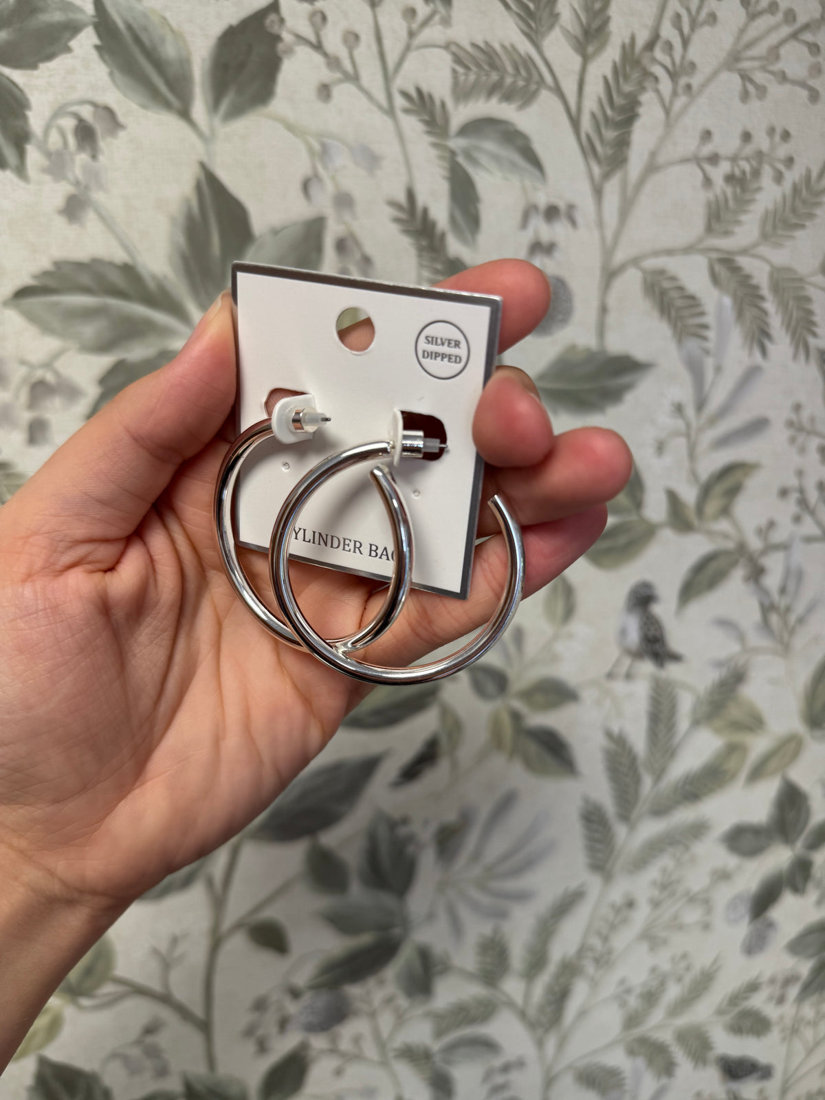Large Classic Silver Hoop Earrings