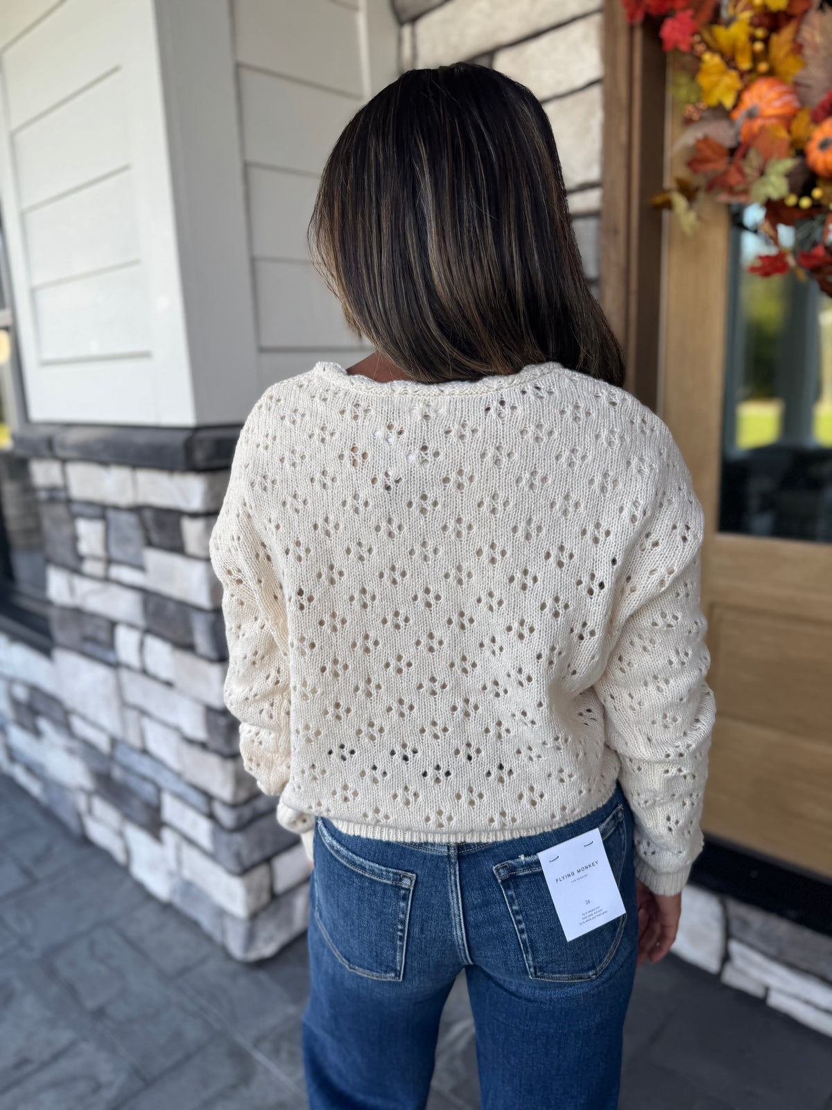 Claire Floral Embroidery Crochet Knit Detail Cardigan