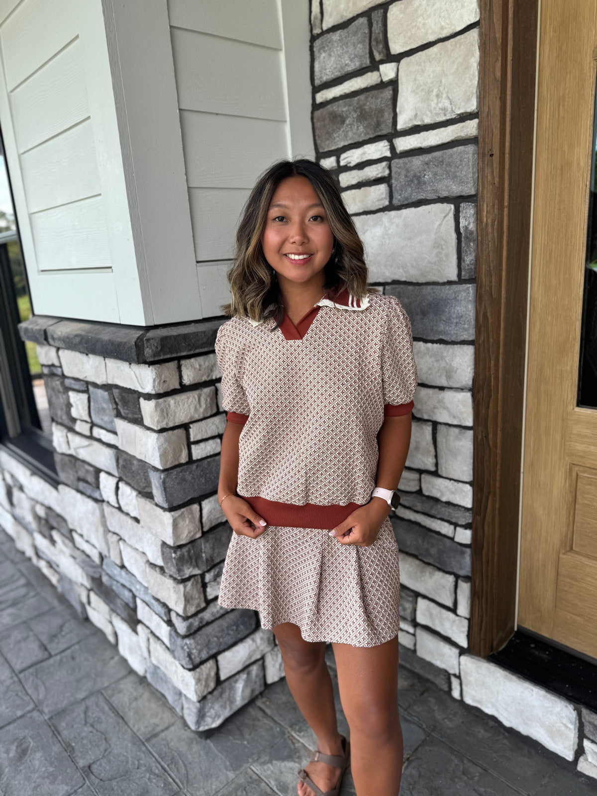 Cassidy Rust Jacquard Knit Skort