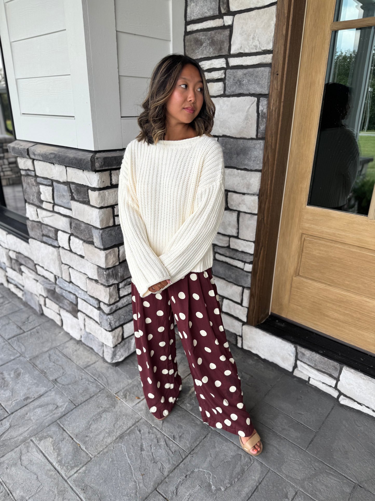 Margot Cream Chunky Knit Slight Cropped Sweater