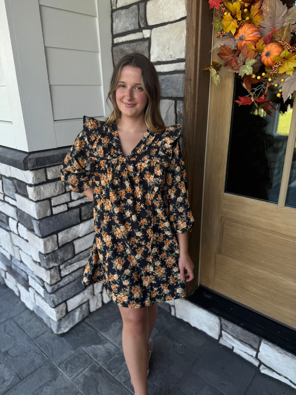 Reagan Black Floral Mix Mini Dress