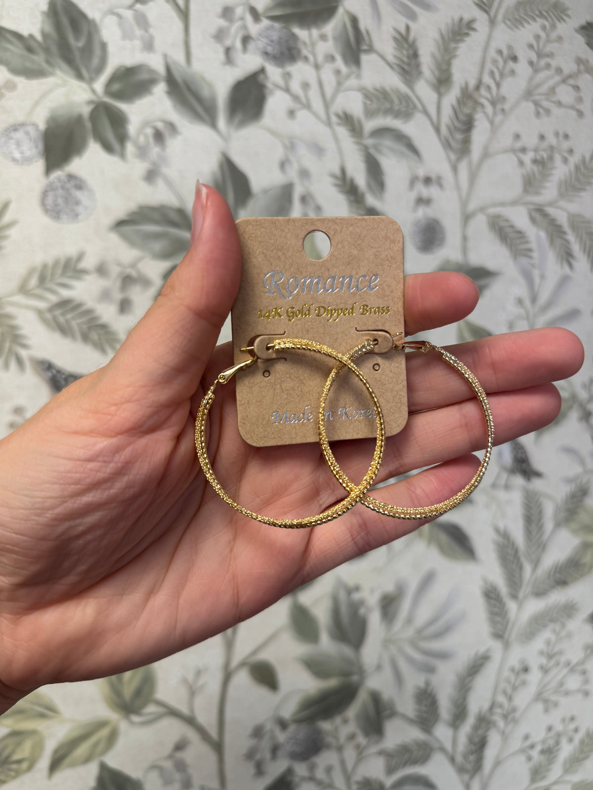 Large Textured Gold Double Hoop Earrings
