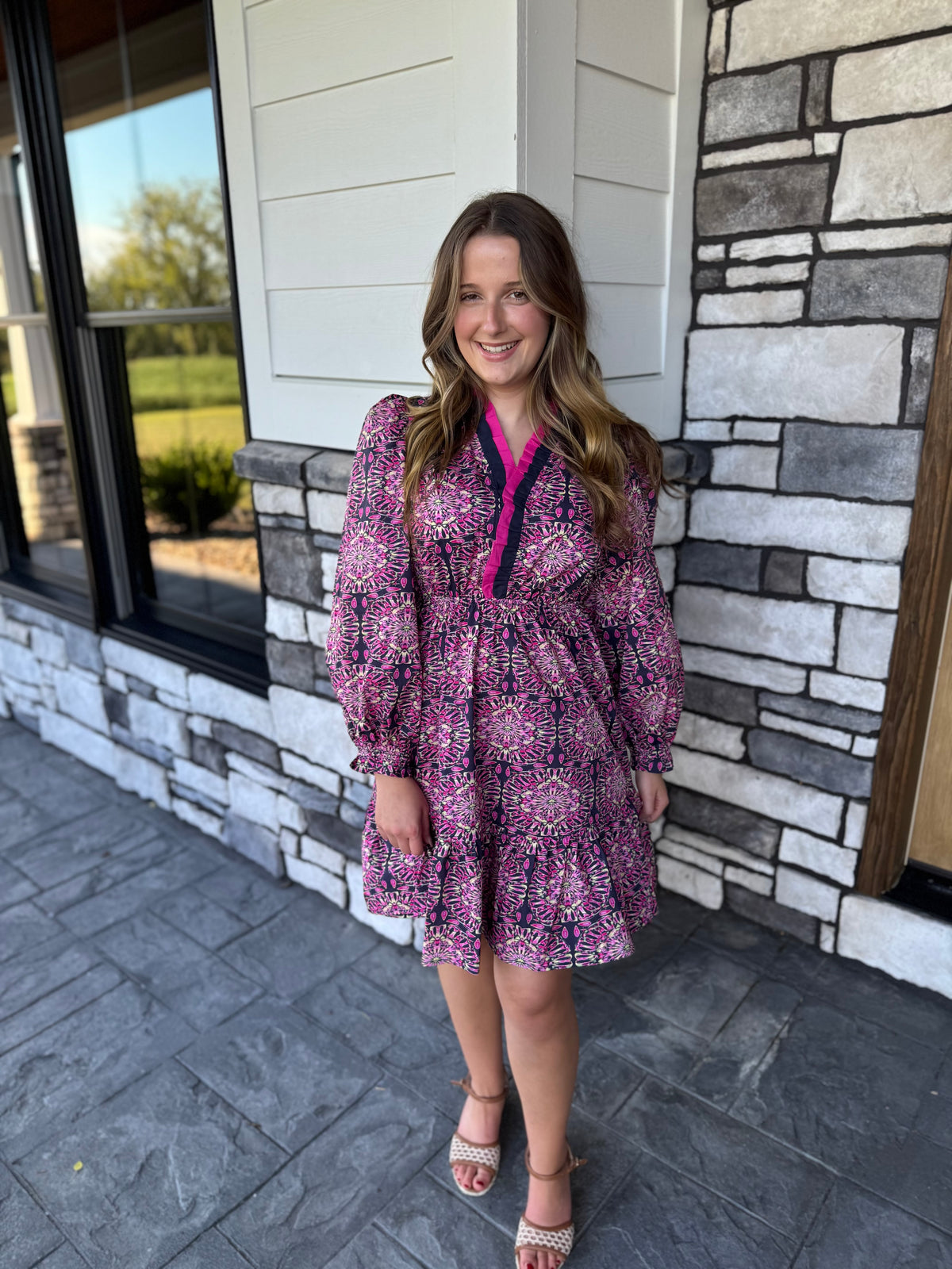 Isla Navy Mix Abstract Floral Mini Dress