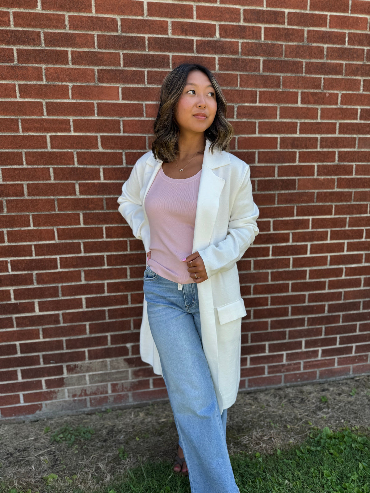 Patricia Cream Collared Duster Cardigan