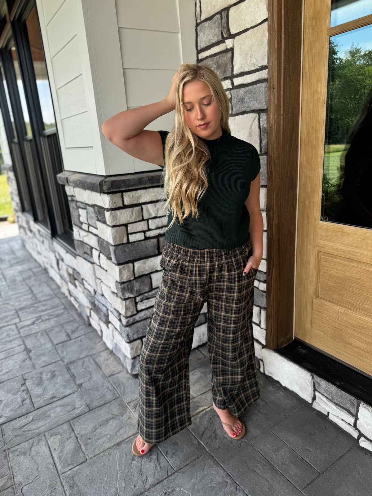 Sloane Forest Green Sleeveless Sweater Top