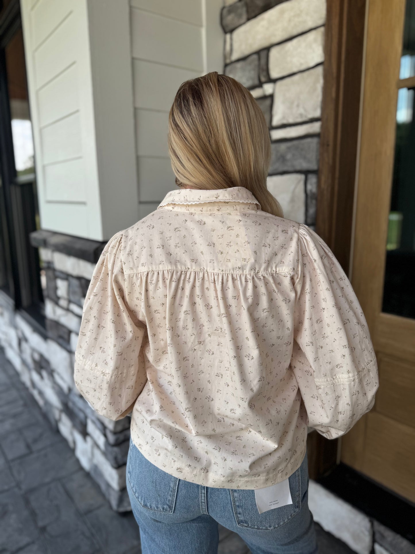 Sutton Ivory Floral Blouse W/ Lace Details