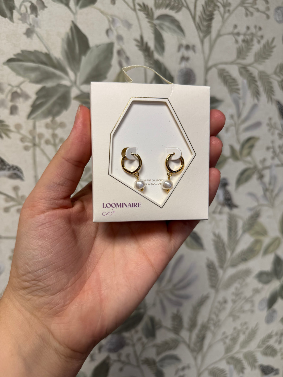 Small Gold Hoop Earrings W/ Pearl Dangles