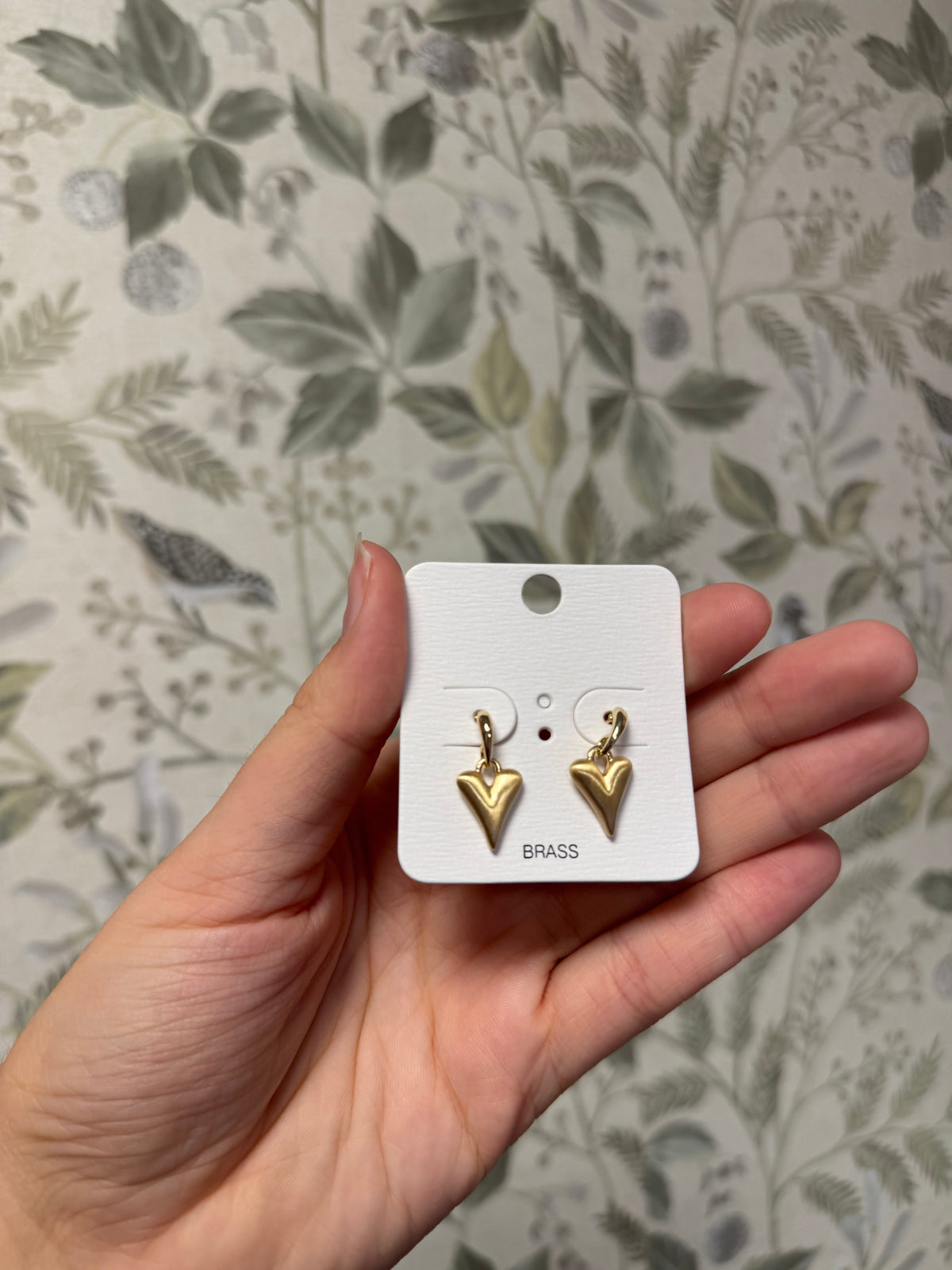 Muted Gold Heart Dangle Earrings