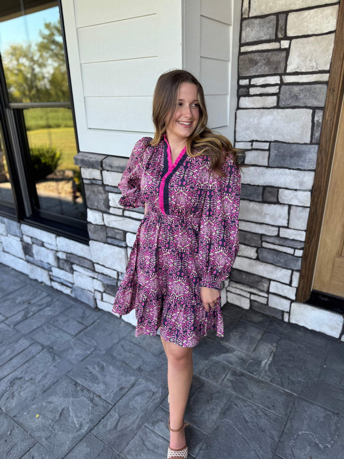 Isla Navy Mix Abstract Floral Mini Dress