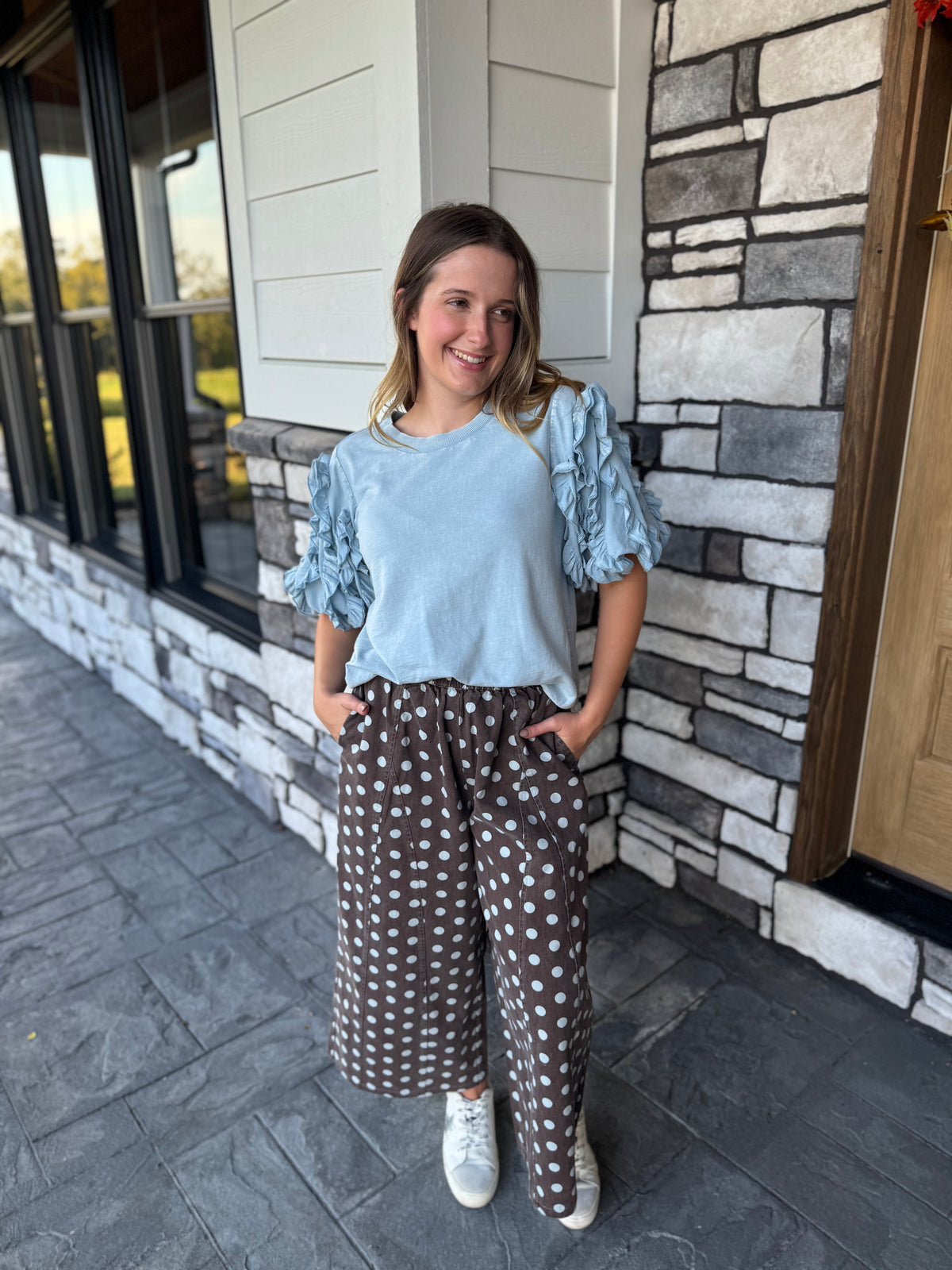 Isabella Bubble Short Sleeve Top W/ Ruffle Details