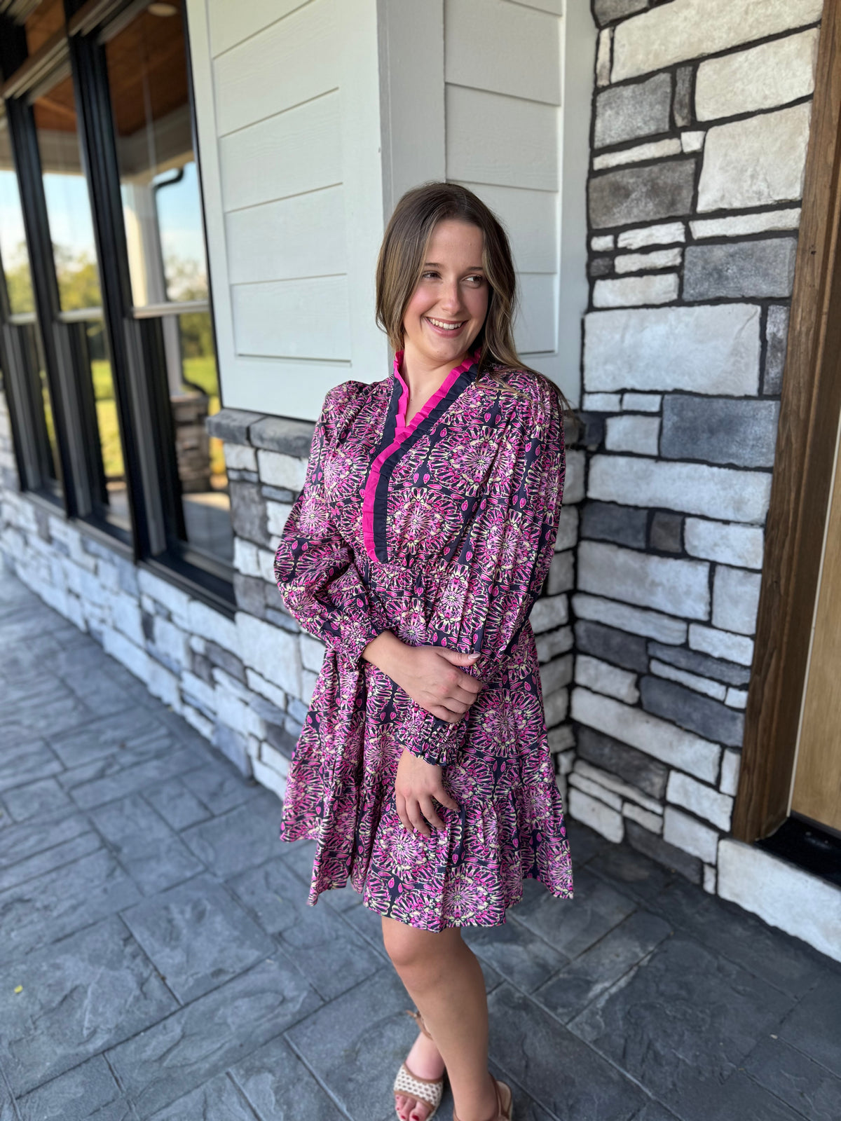 Isla Navy Mix Abstract Floral Mini Dress