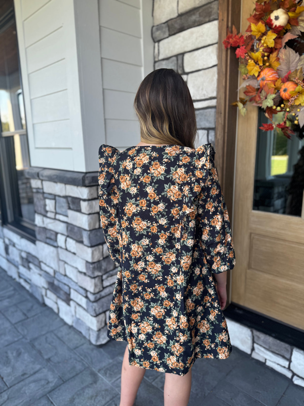 Reagan Black Floral Mix Mini Dress