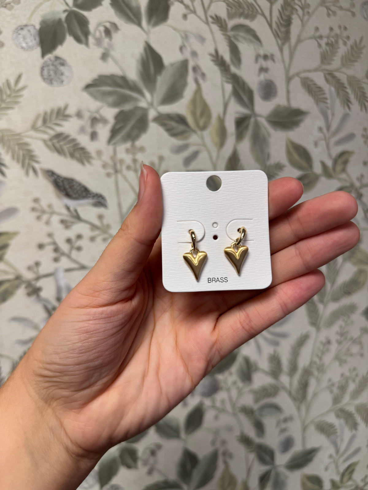 Muted Gold Heart Dangle Earrings