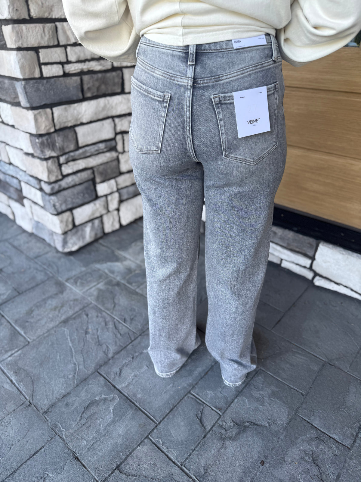 Light Gray High Rise Wide Leg Jeans