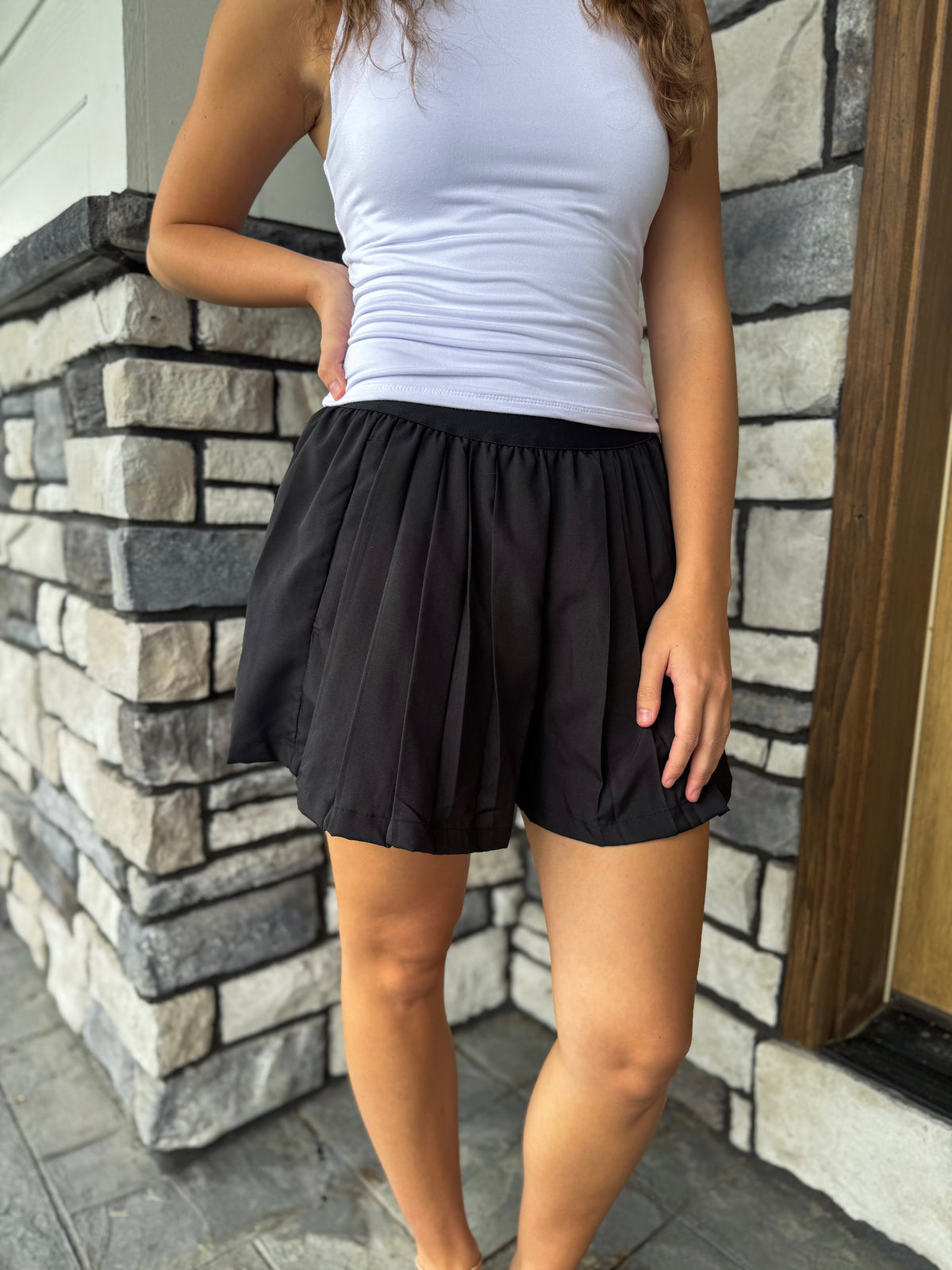 Abby Black Flow Athletic Shorts