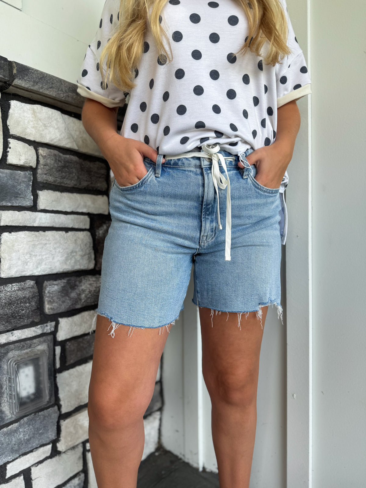 Super High Rise Drawstring Midi Shorts
