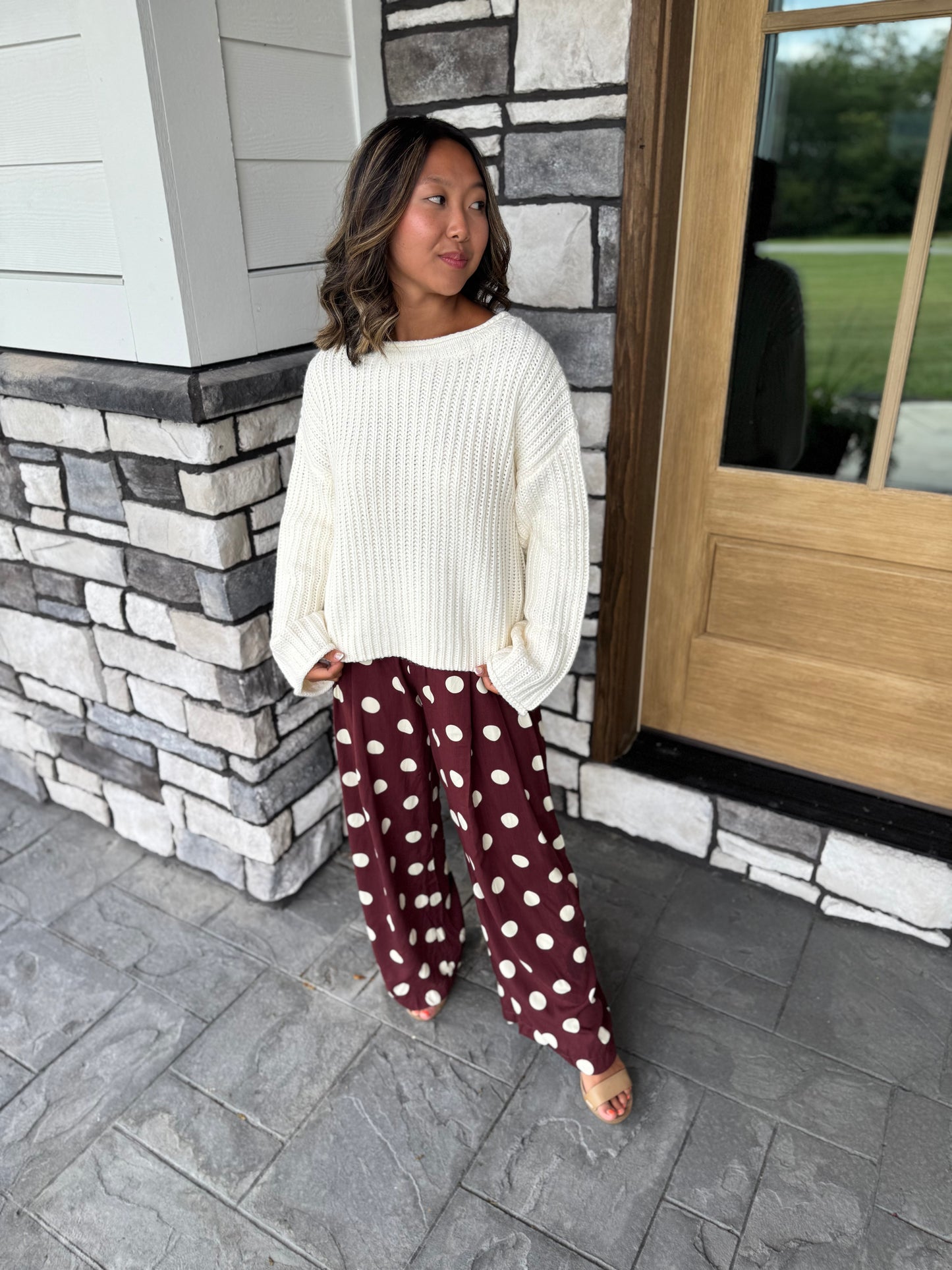 Margot Cream Chunky Knit Slight Cropped Sweater