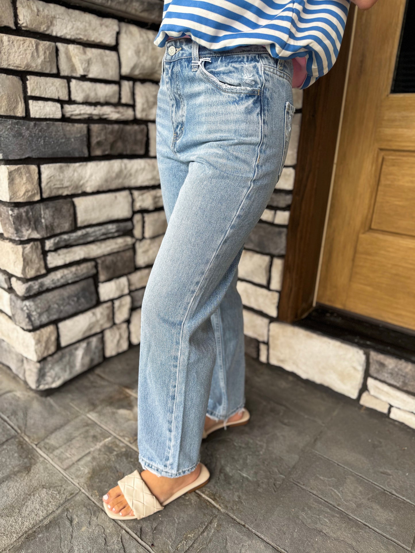 90's Super High Rise Ankle Slim Wide Jeans