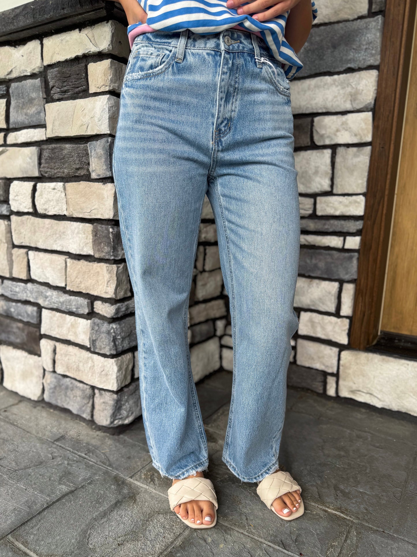 90's Super High Rise Ankle Slim Wide Jeans