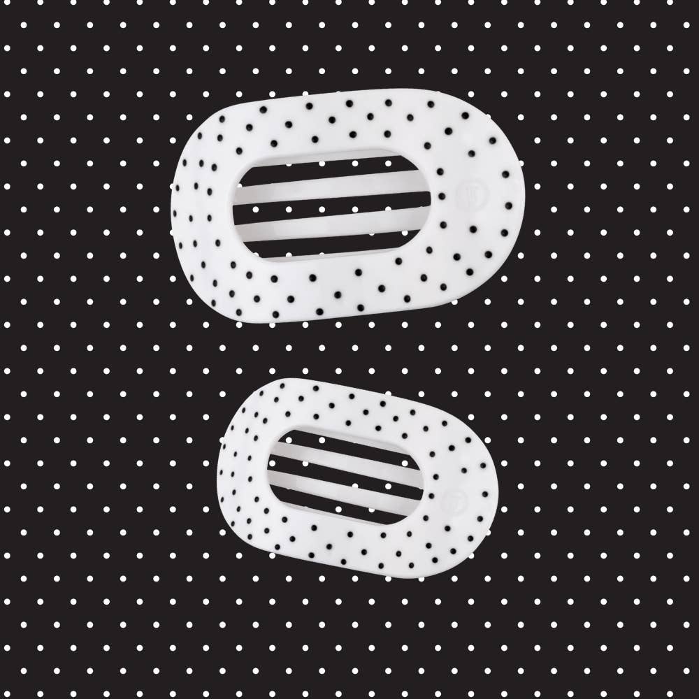 White Polka Dot Party | Medium | Flat Round Hair Clip