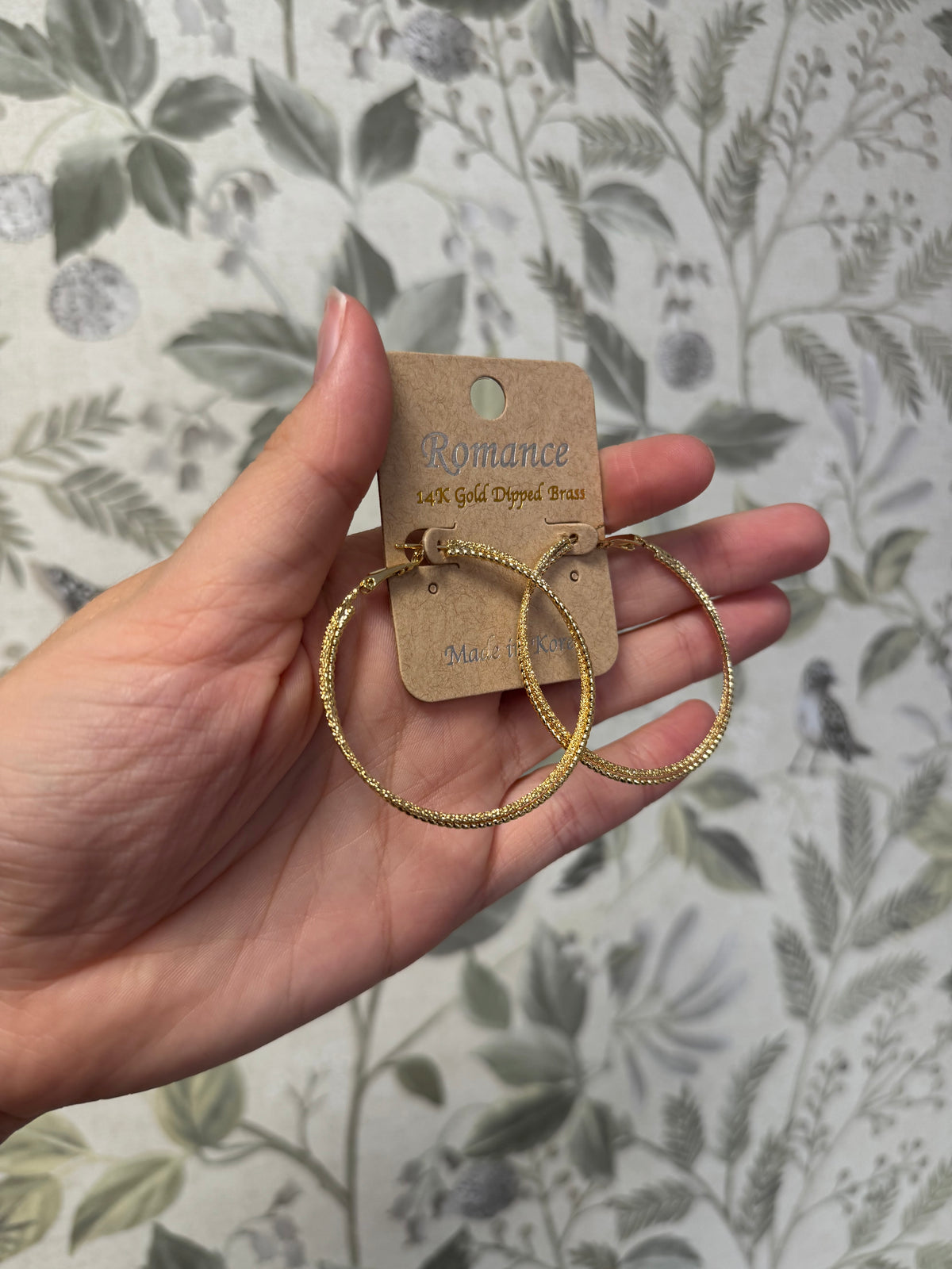 Large Textured Gold Double Hoop Earrings