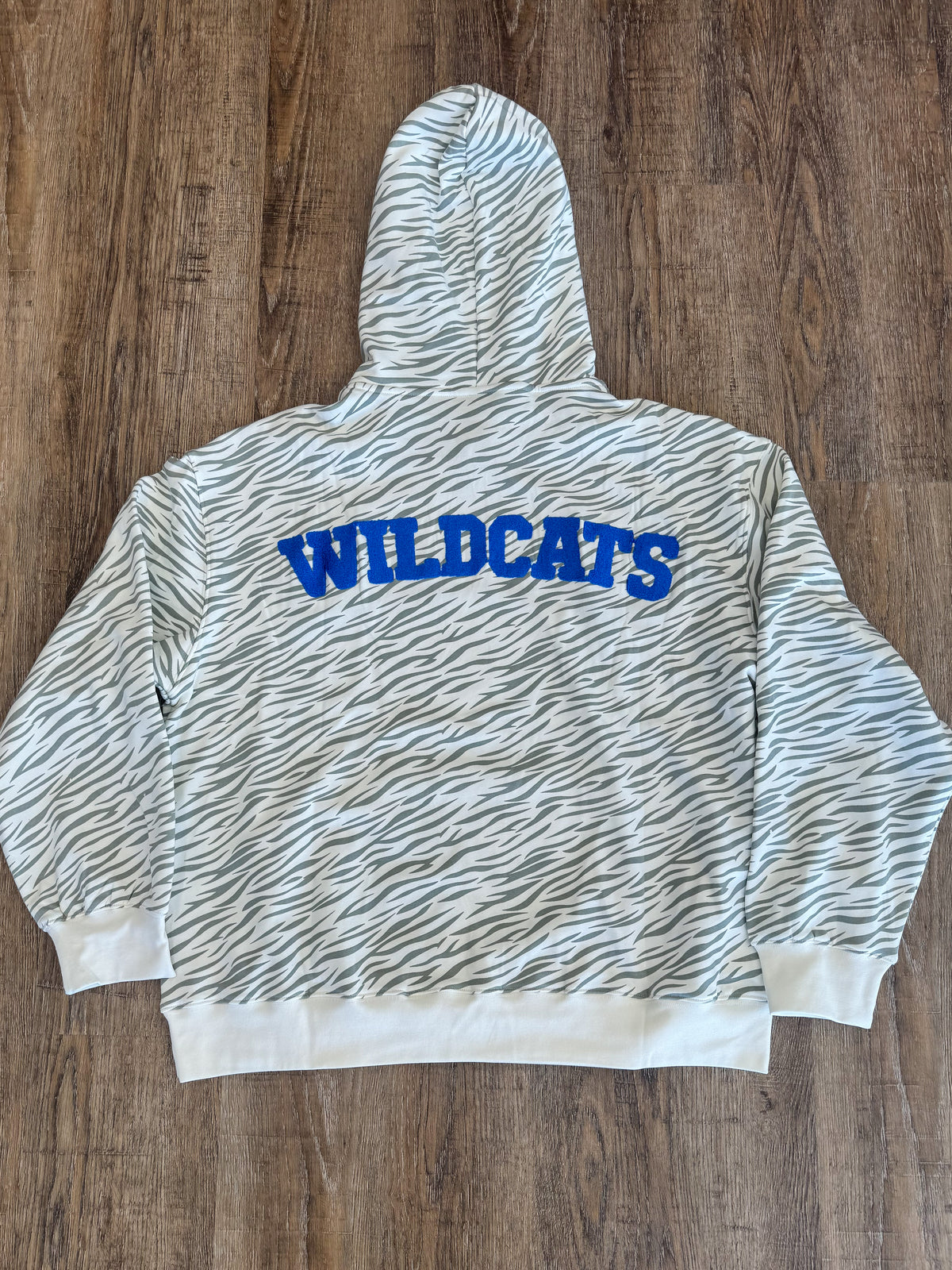 Alex "Kentucky / Wildcats" Puff Letter Patched Zebra Print Hoodie