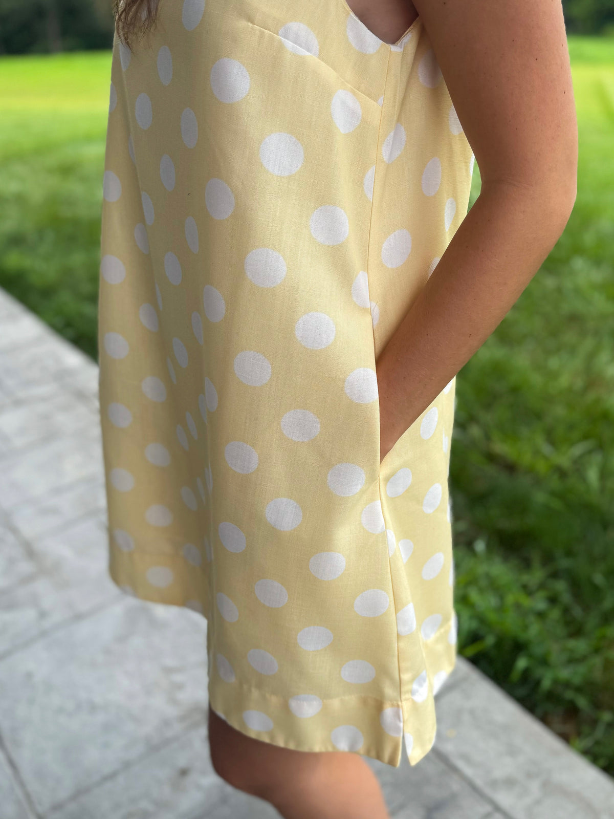 Jenna Pastel Yellow Polka Dot Shift Mini Dress