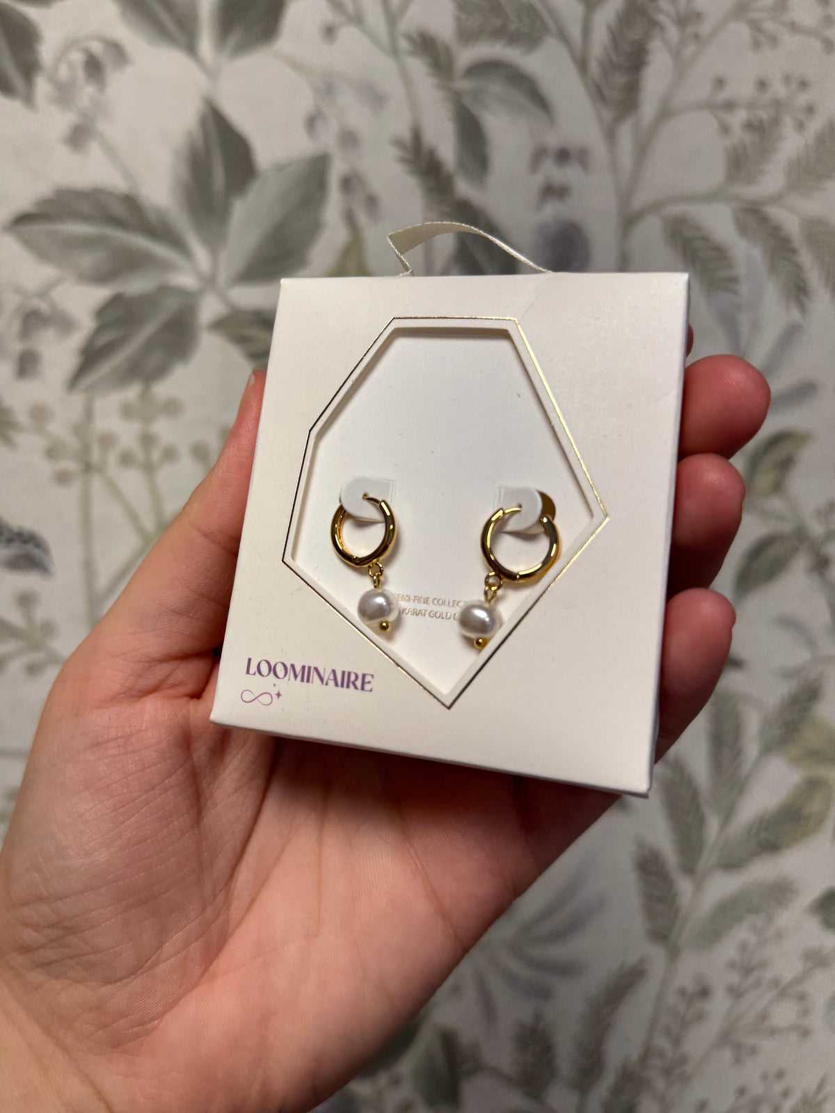 Small Gold Hoop Earrings W/ Pearl Dangles