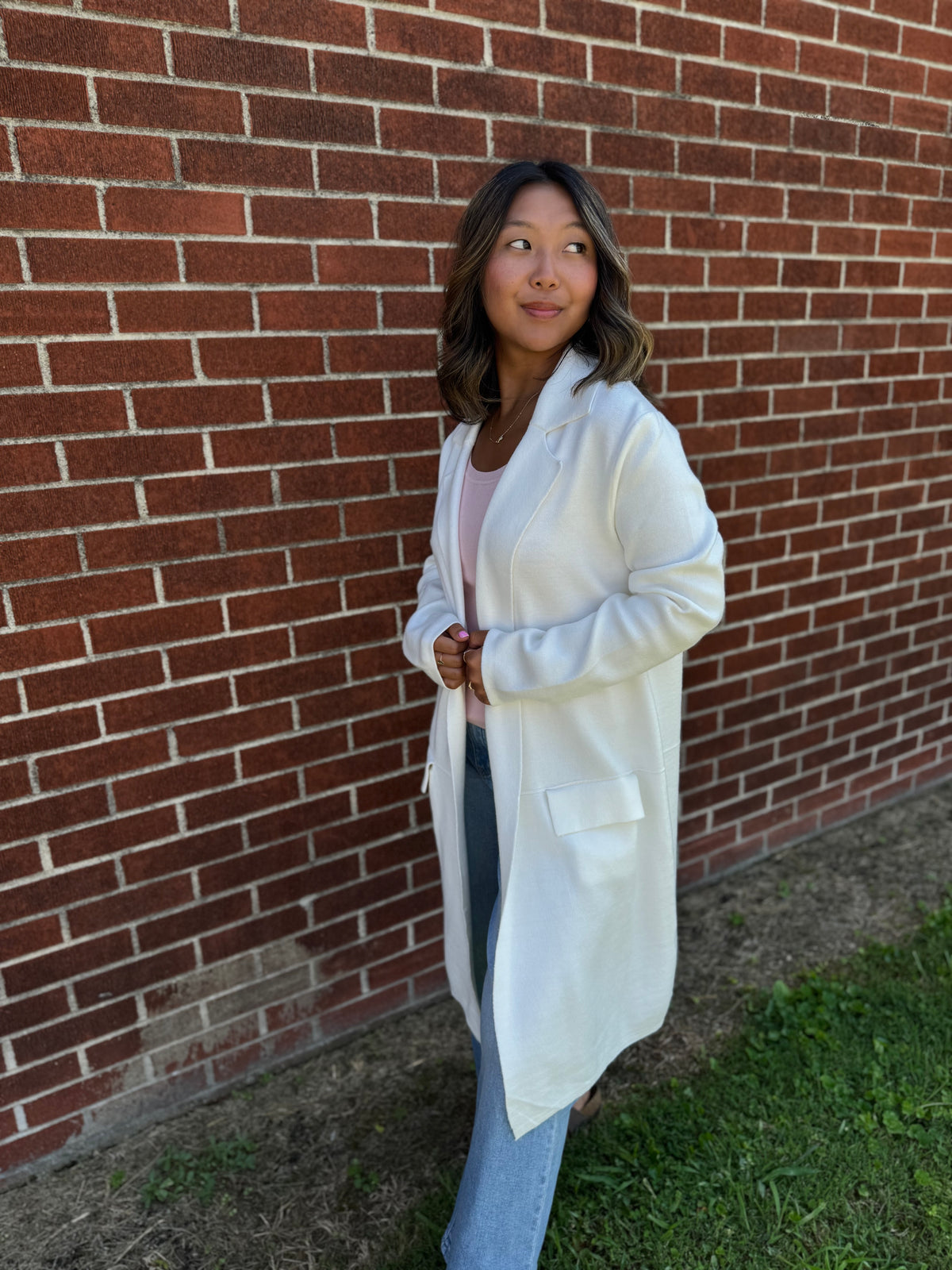 Patricia Cream Collared Duster Cardigan