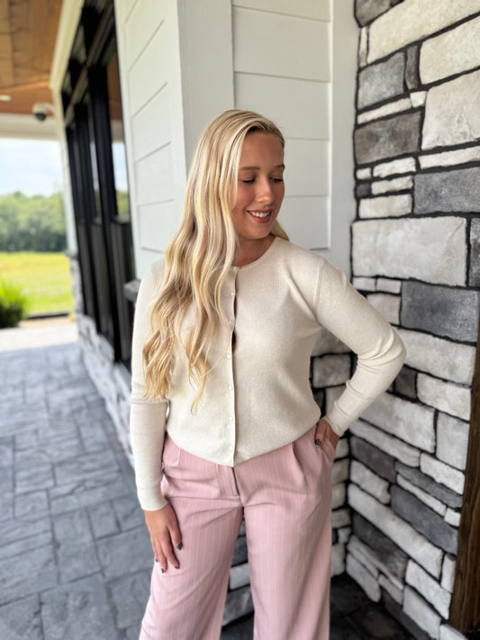 Mara Ecru Button Front Cardigan