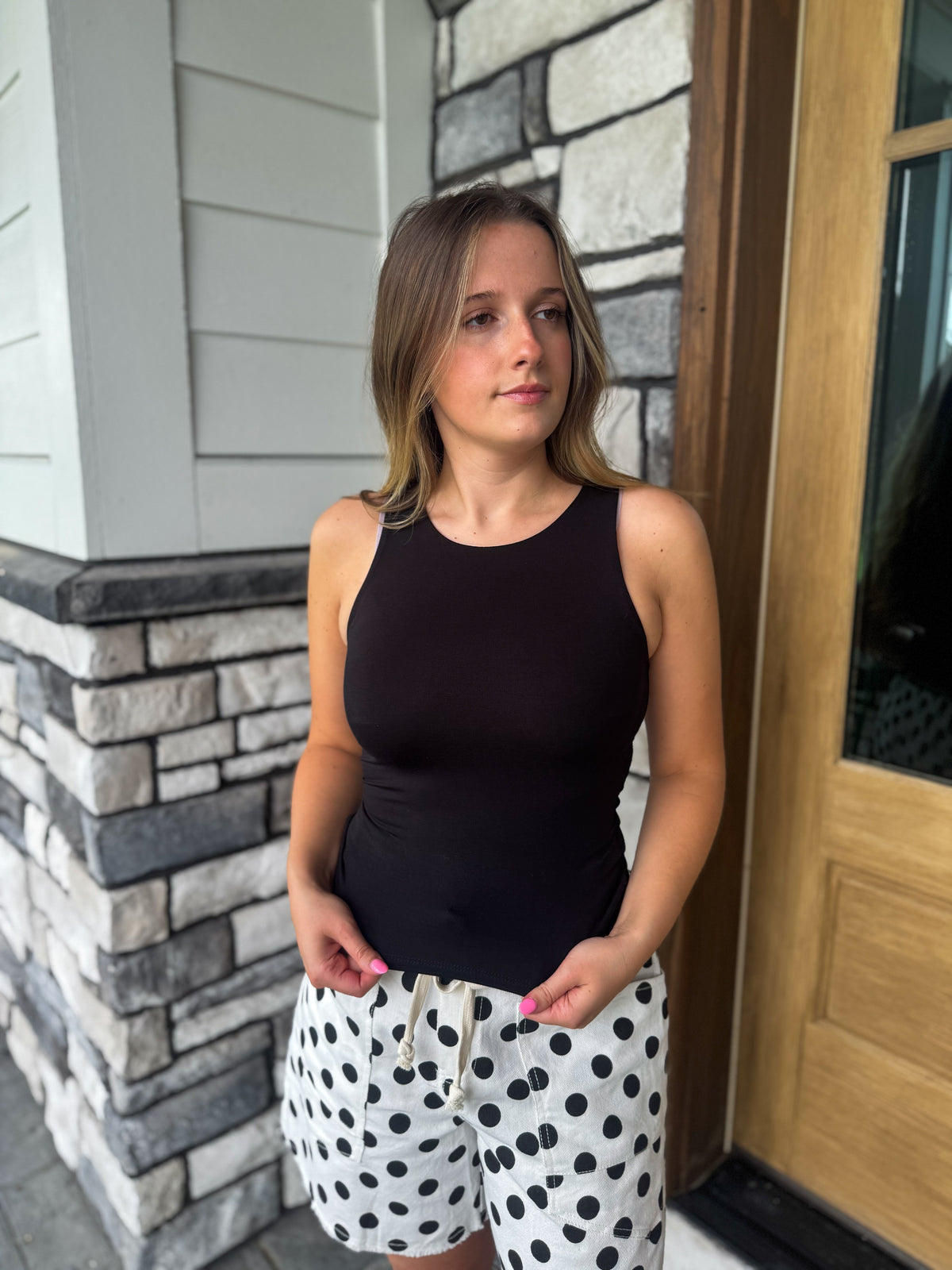 Haley Black Basic Round Neck Tank Top
