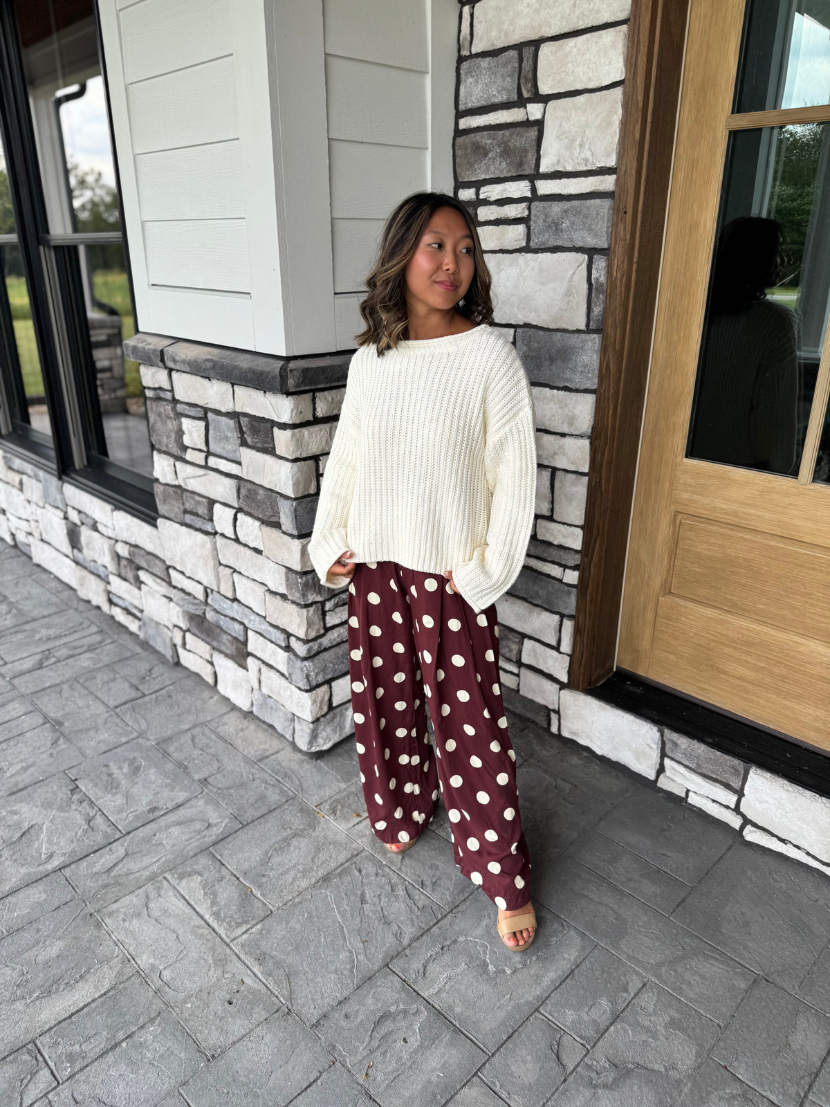 Margot Cream Chunky Knit Slight Cropped Sweater