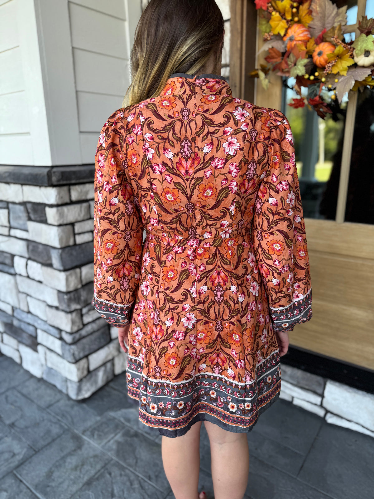 Ember Floral Border Print Belted Mini Dress