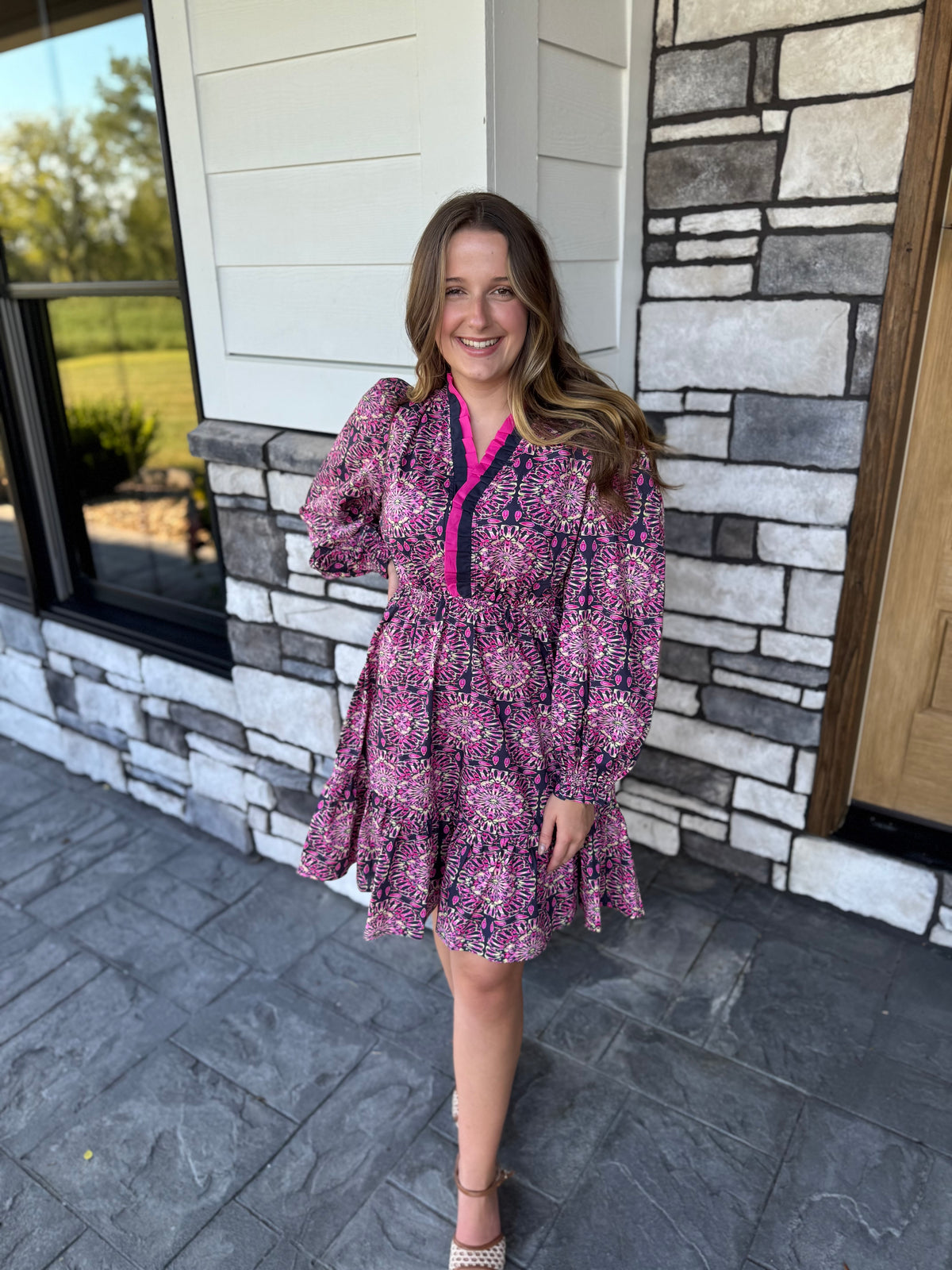 Isla Navy Mix Abstract Floral Mini Dress