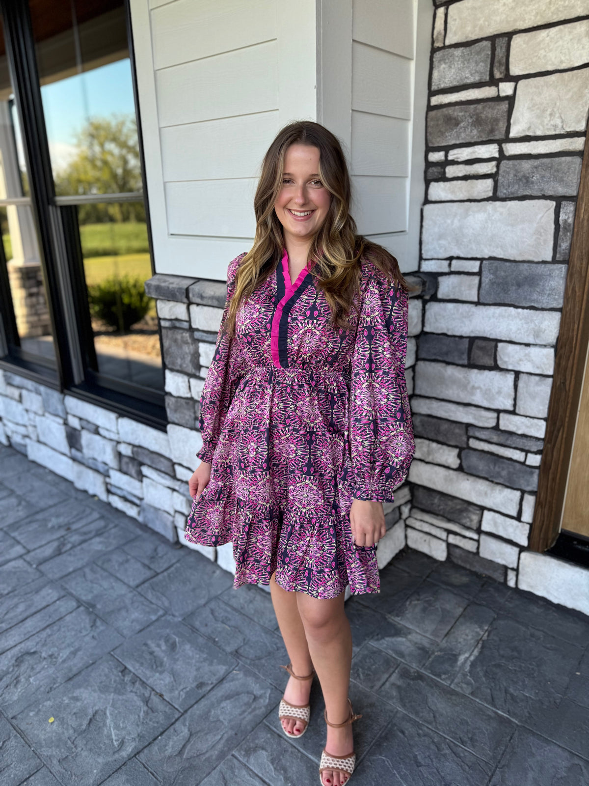 Isla Navy Mix Abstract Floral Mini Dress