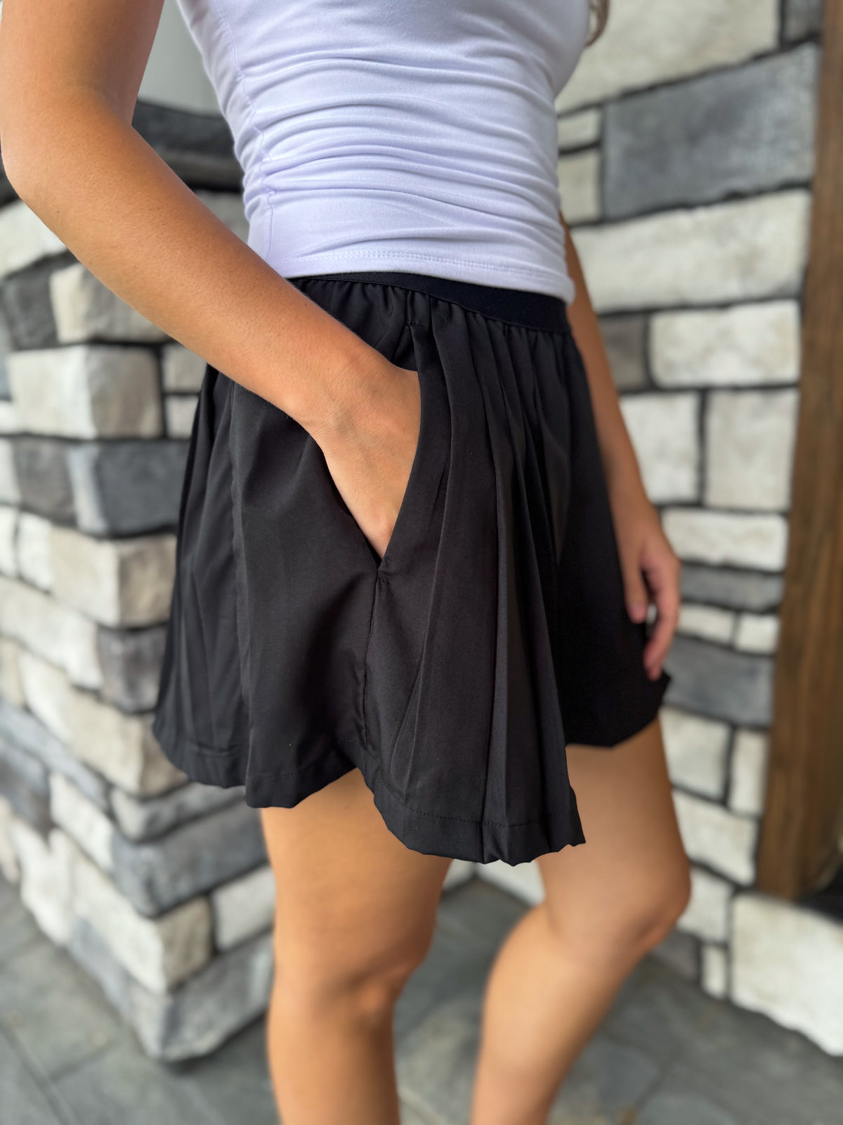 Abby Black Flow Athletic Shorts