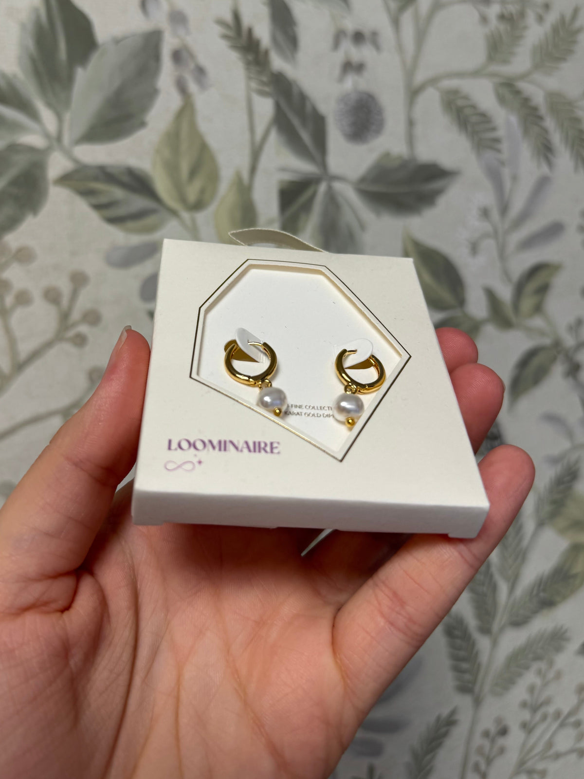 Small Gold Hoop Earrings W/ Pearl Dangles