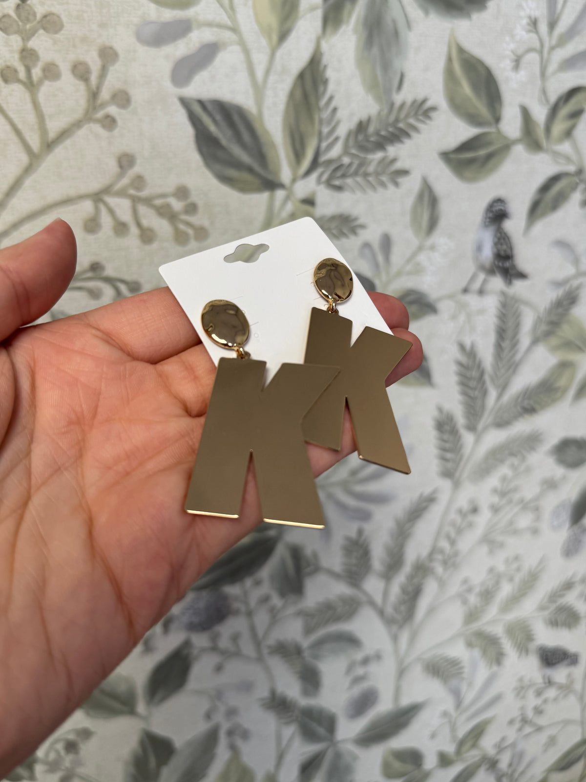 Gold "K" Dangle Earrings
