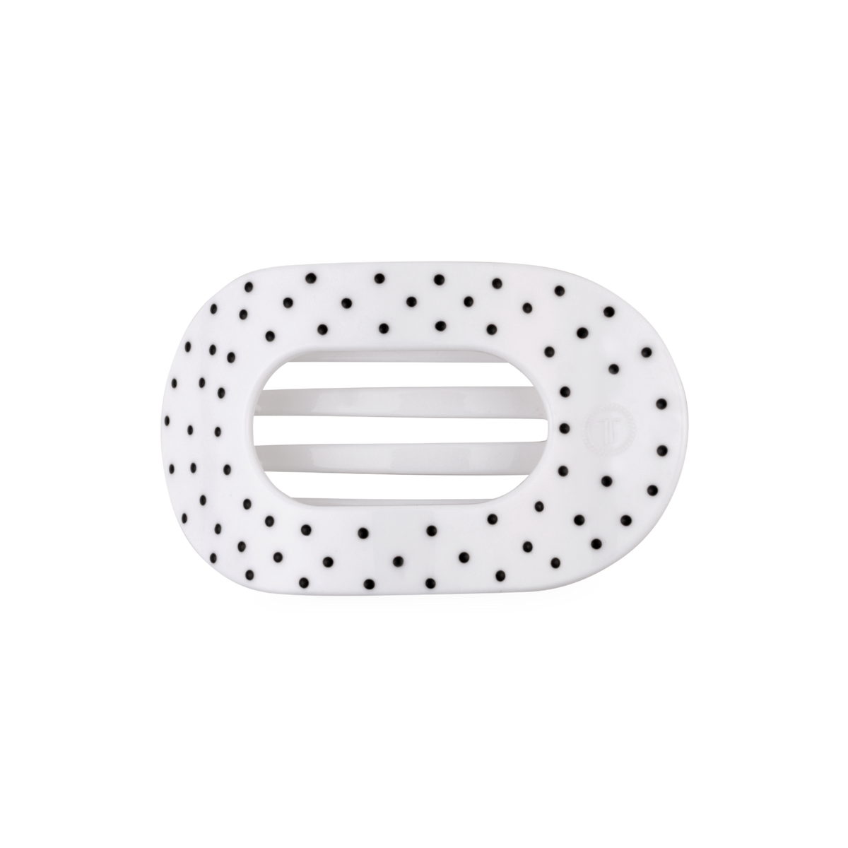 White Polka Dot Party | Medium | Flat Round Hair Clip
