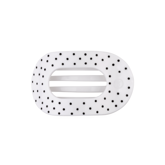 White Polka Dot Party | Medium | Flat Round Hair Clip